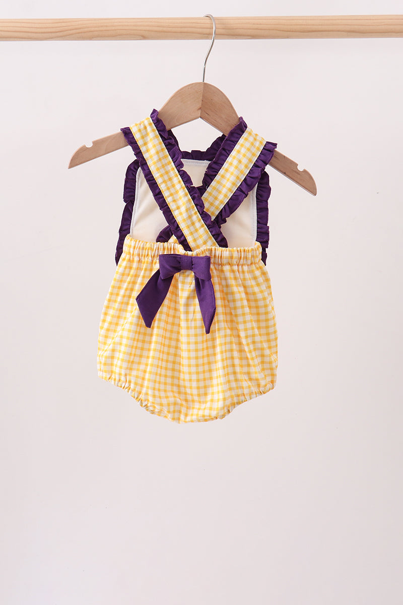 Purple Tiger Applique Ruffle Bubble