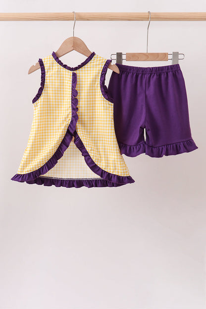 Purple Tiger Applique Ruffle Set
