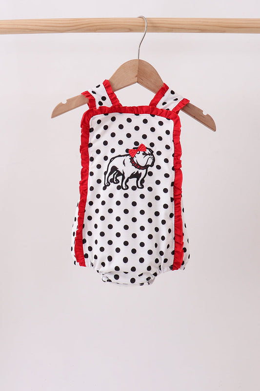 Red Bulldog Applique Ruffle Bubble