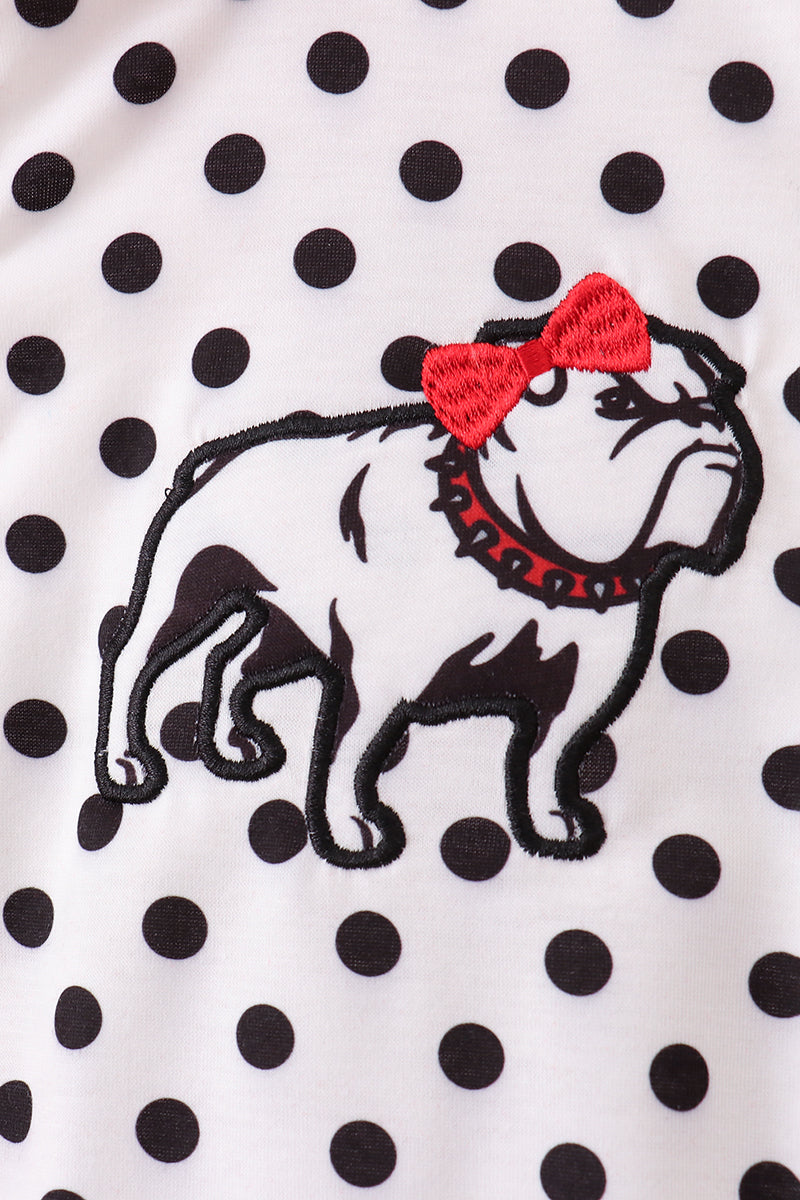 Red Bulldog Applique Ruffle Bubble