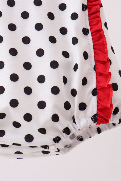 Red Bulldog Applique Ruffle Bubble