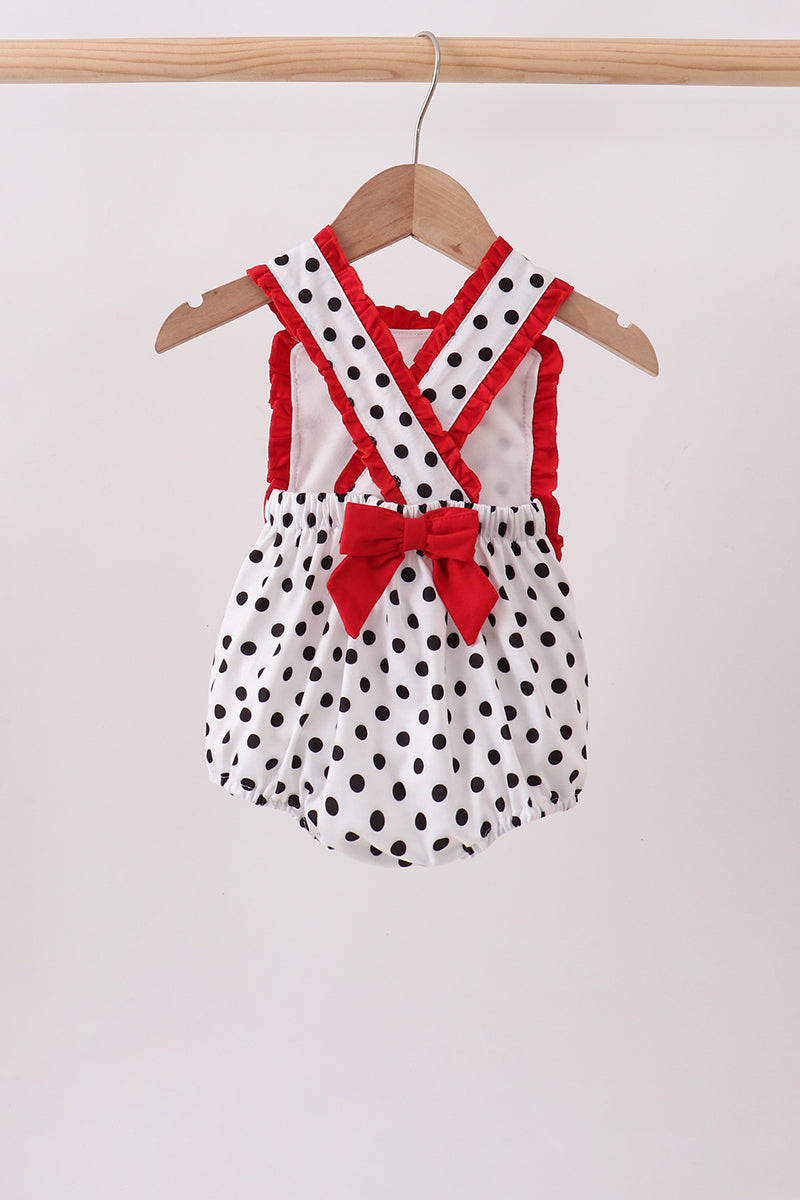 Red Bulldog Applique Ruffle Bubble