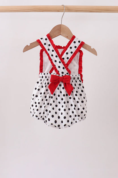 Red Bulldog Applique Ruffle Bubble