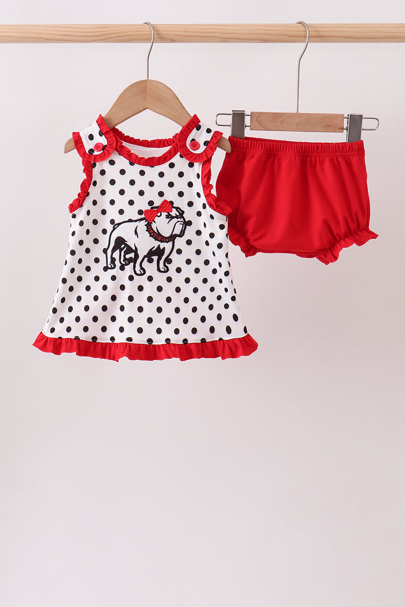 Red Georgia Applique Ruffle Bloomer Set