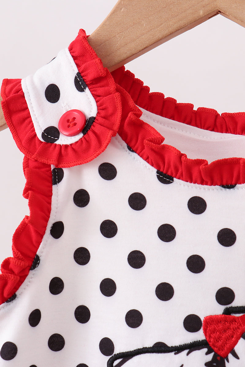 Red Georgia Applique Ruffle Bloomer Set