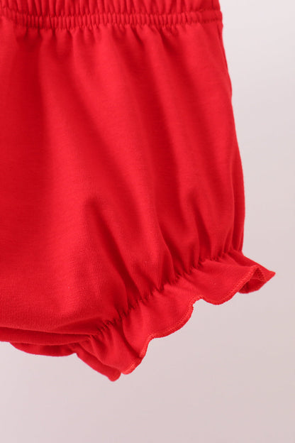 Red Georgia Applique Ruffle Bloomer Set