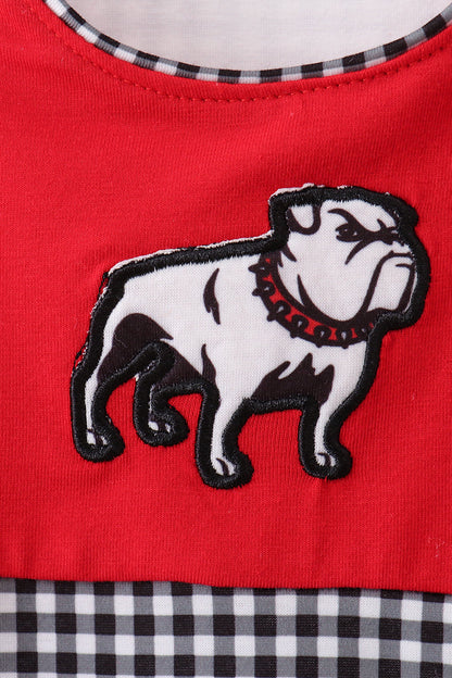 Red Bulldog Applique Jon Jon