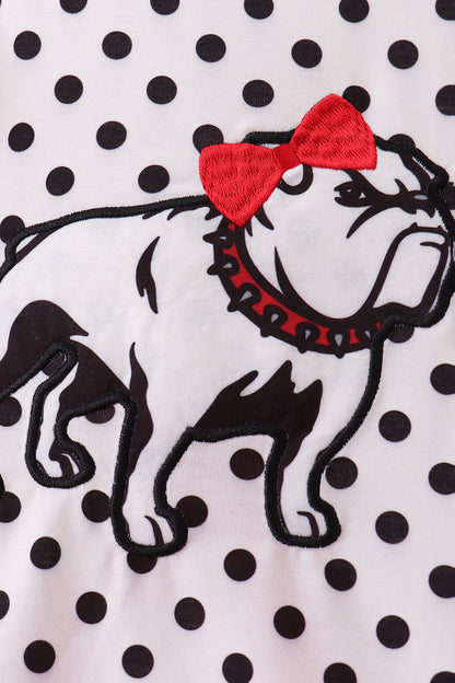 Red Bulldog Applique Ruffle Set