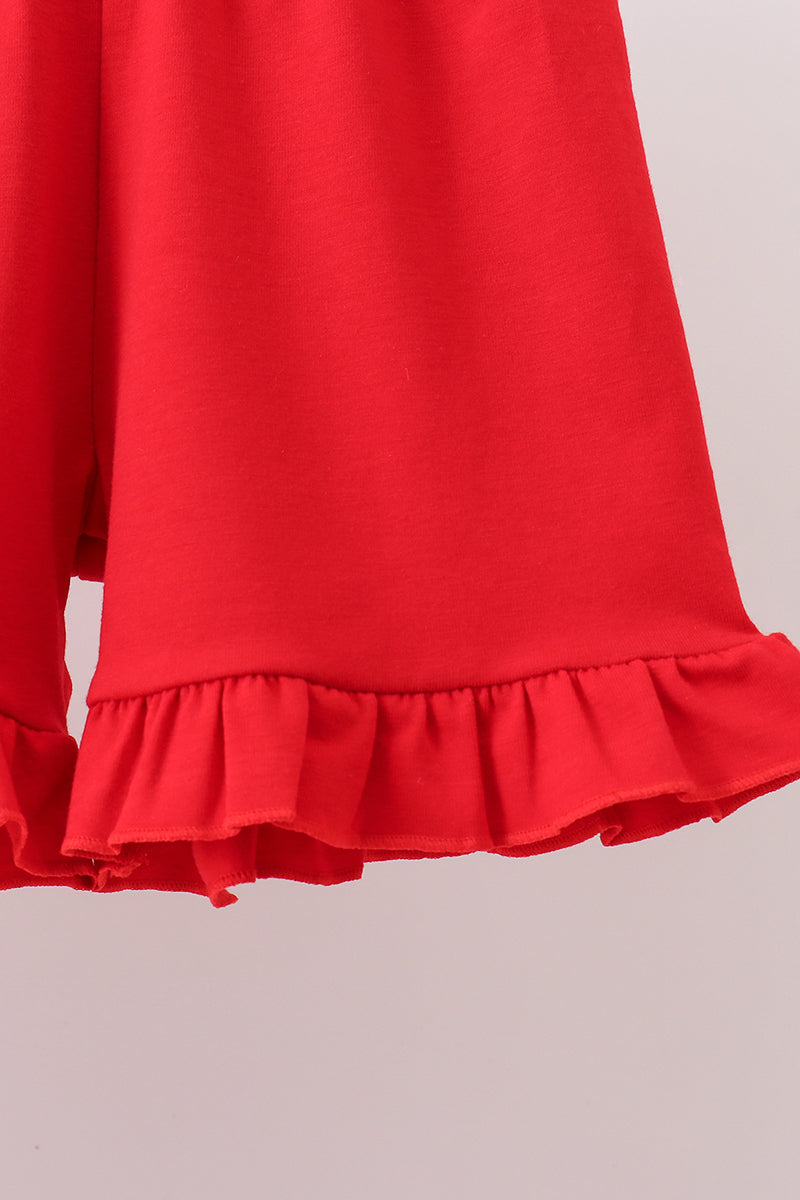 Red Bulldog Applique Ruffle Set