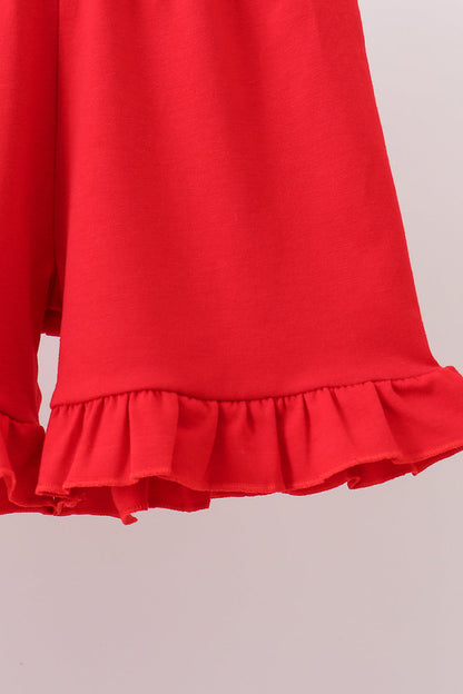 Red Bulldog Applique Ruffle Set