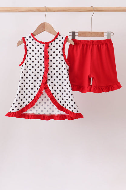 Red Bulldog Applique Ruffle Set