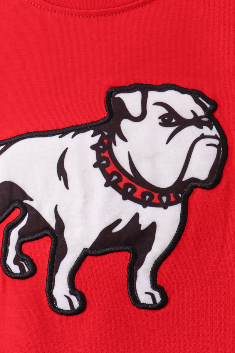 Red Bulldog Applique Shorts Set