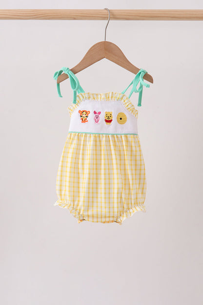 Mustard Honey Bear Embroidered Bubble | Boutique Children's Clothing