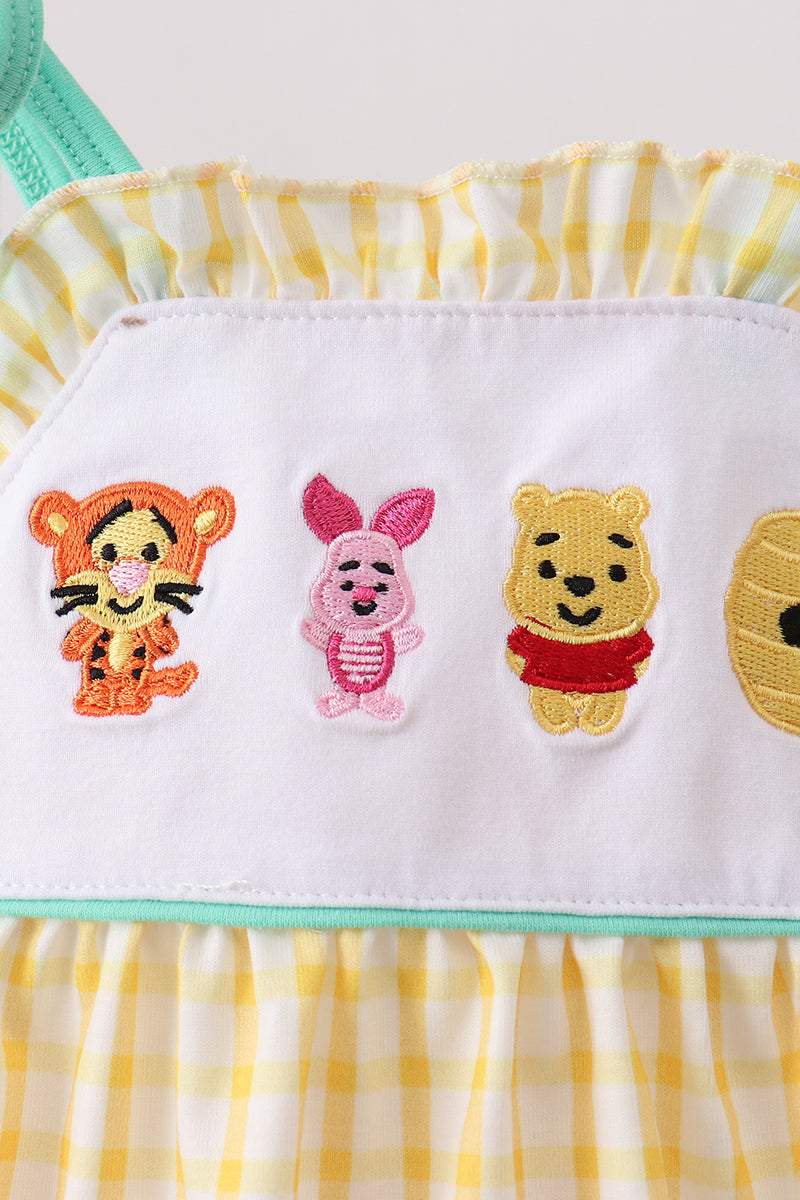 Mustard Honey Bear Embroidered Bubble | Boutique Children's Clothing
