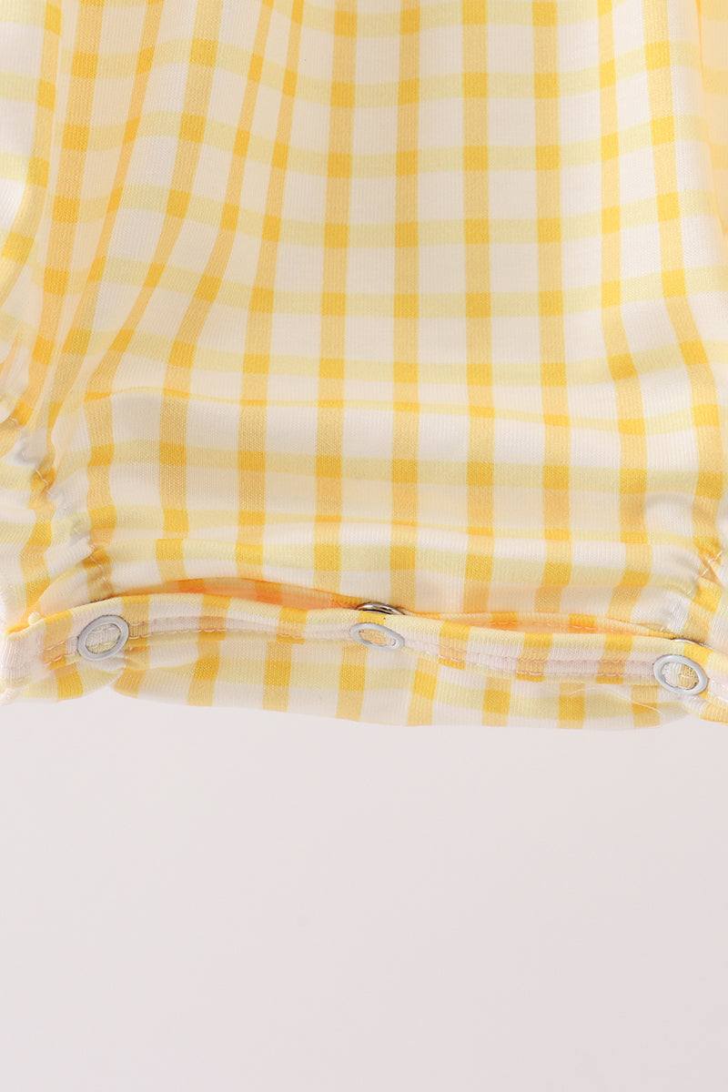 Mustard Honey Bear Embroidered Bubble | Boutique Children's Clothing