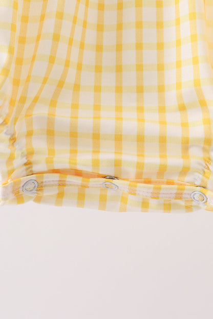 Mustard Honey Bear Embroidered Bubble | Boutique Children's Clothing