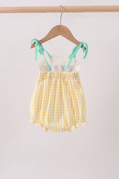 Mustard Honey Bear Embroidered Bubble | Boutique Children's Clothing
