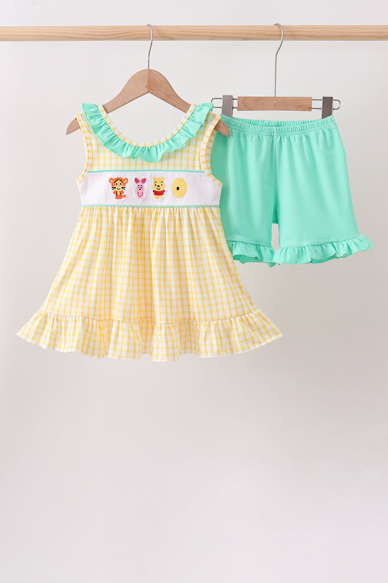 Mustard Honey Bear Embroidered Set | Boutique Children's Clothing