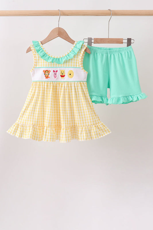 Mustard Honey Bear Embroidered Set | Boutique Children's Clothing