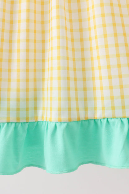 Mustard Honey Bear Embroidered Dress | Boutique Children's Clothing