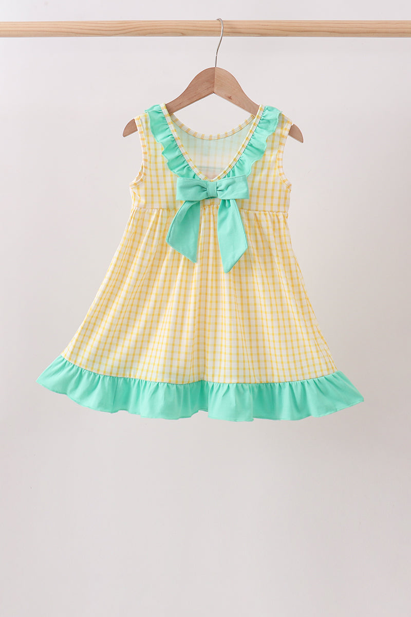 Mustard Honey Bear Embroidered Dress | Boutique Children's Clothing