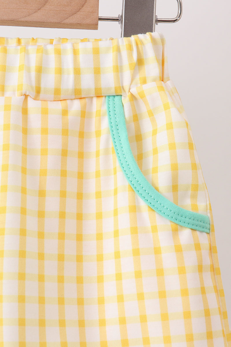 Mustard Honey Bear Embroidered Short Set | Boutique Children's Clothing