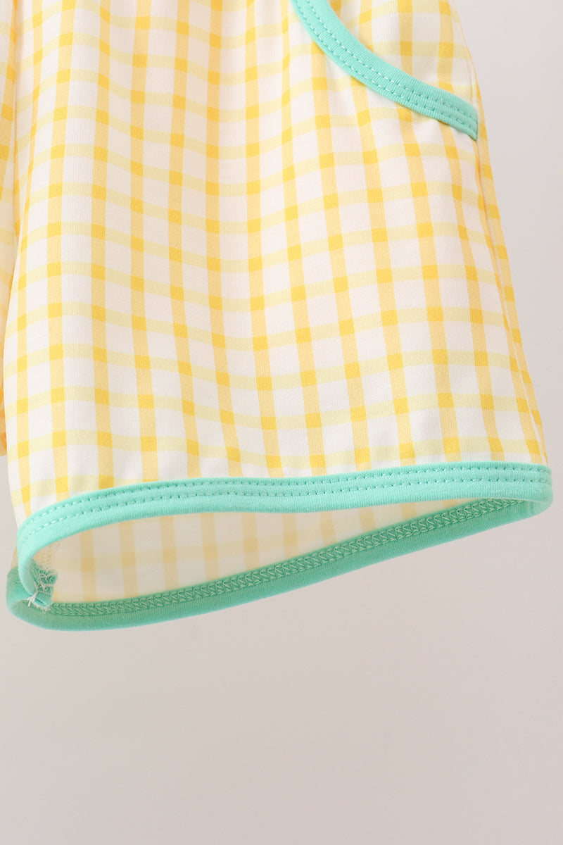 Mustard Honey Bear Embroidered Short Set | Boutique Children's Clothing
