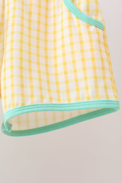 Mustard Honey Bear Embroidered Short Set | Boutique Children's Clothing