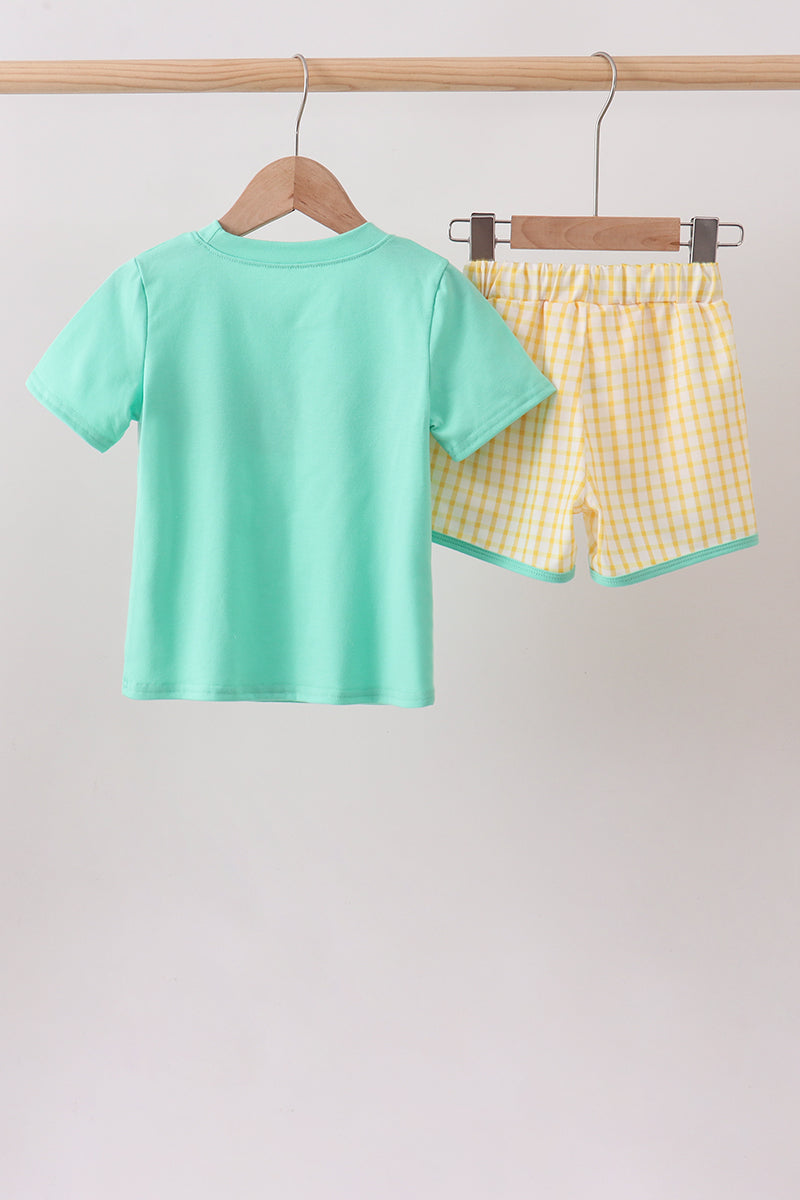 Mustard Honey Bear Embroidered Short Set | Boutique Children's Clothing