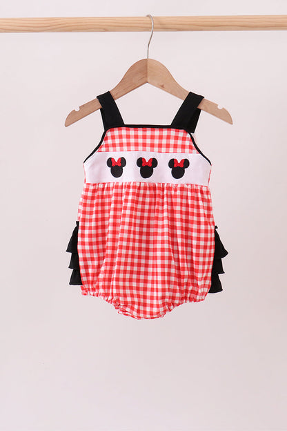 Red Character Plaid Embroidered Bubble | Boutique Children's Clothing