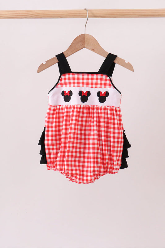Red Character Plaid Embroidered Bubble | Boutique Children's Clothing