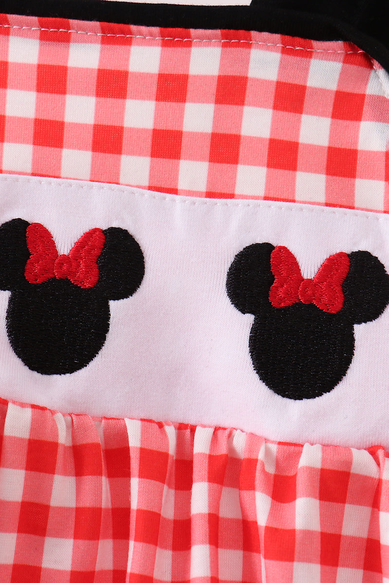 Red Character Plaid Embroidered Bubble | Boutique Children's Clothing