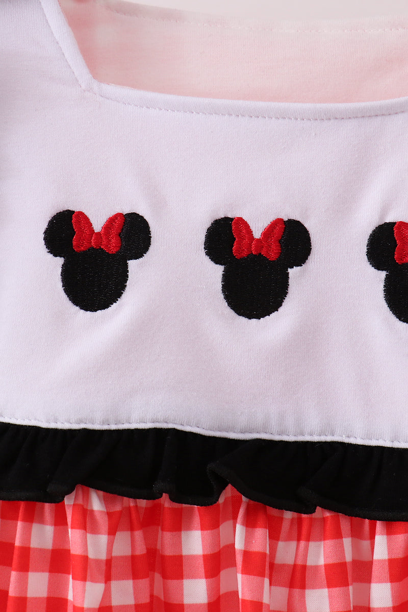Red Character Plaid Embroidered Bloomer Set | Boutique Children's Clothing