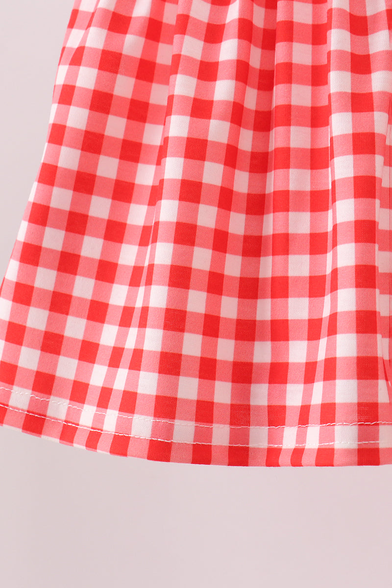 Red Character Plaid Embroidered Bloomer Set | Boutique Children's Clothing