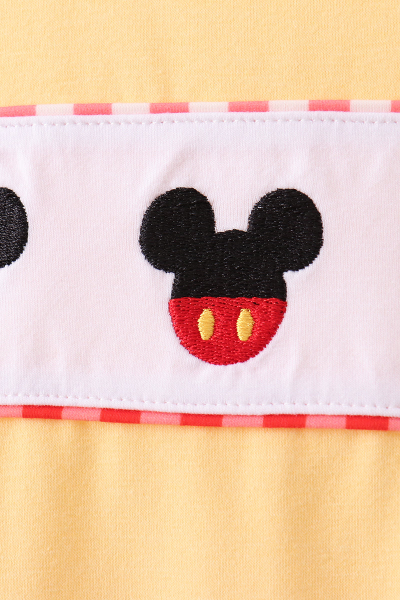 Mustard Character Plaid Embroidered Short Set | Boutique Children's Clothing