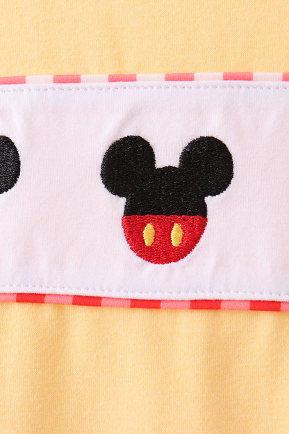 Mustard Character Plaid Embroidered Short Set | Boutique Children's Clothing