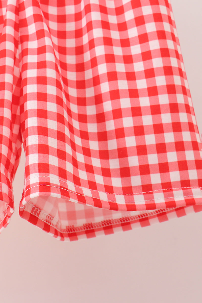 Mustard Character Plaid Embroidered Short Set | Boutique Children's Clothing