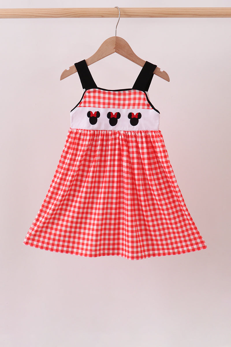 Red Character Plaid Embroidered Dress | Boutique Children's Clothing