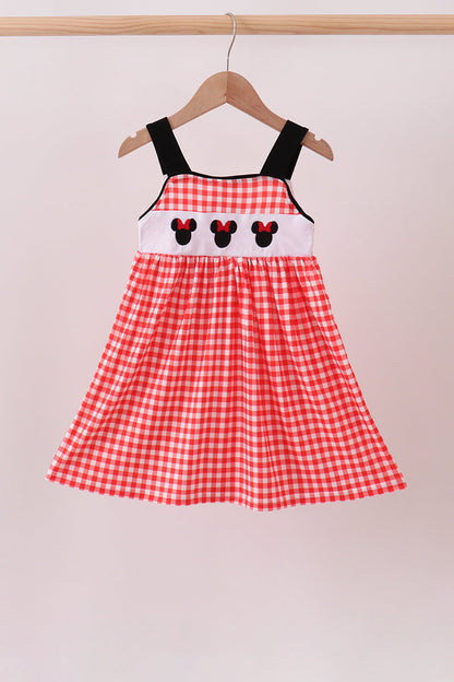 Red Character Plaid Embroidered Dress | Boutique Children's Clothing