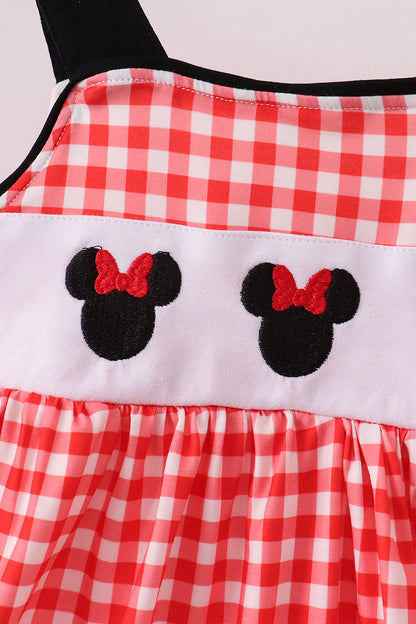 Red Character Plaid Embroidered Dress | Boutique Children's Clothing