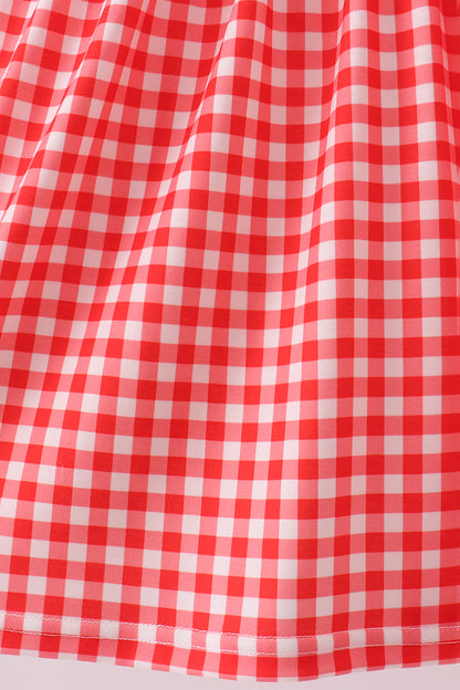 Red Character Plaid Embroidered Dress | Boutique Children's Clothing