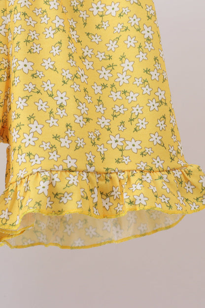 Blue Bus Floral Applique Ruffle Set