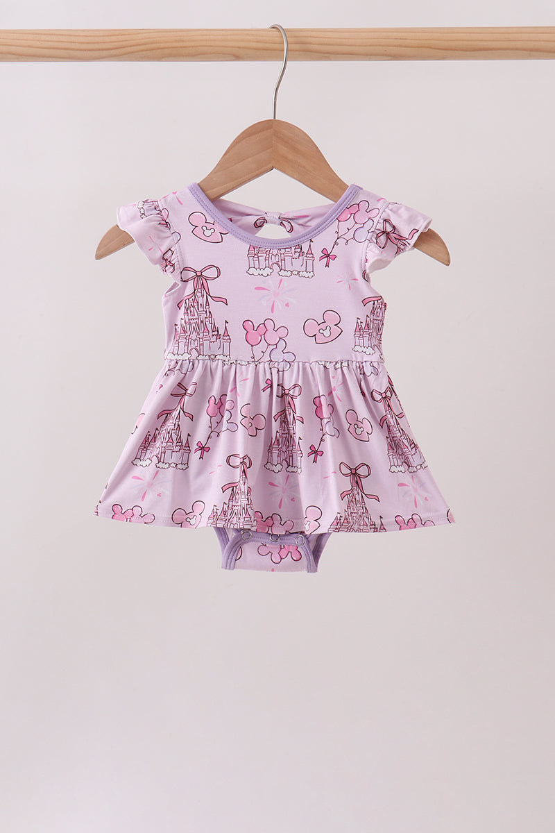 Purple Castle bamboo Ruffle Bubble | Boutique Children's Clothing