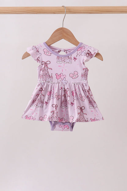 Purple Castle bamboo Ruffle Bubble | Boutique Children's Clothing