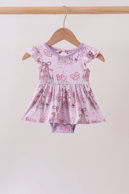 Purple Castle bamboo Ruffle Bubble | Boutique Children's Clothing