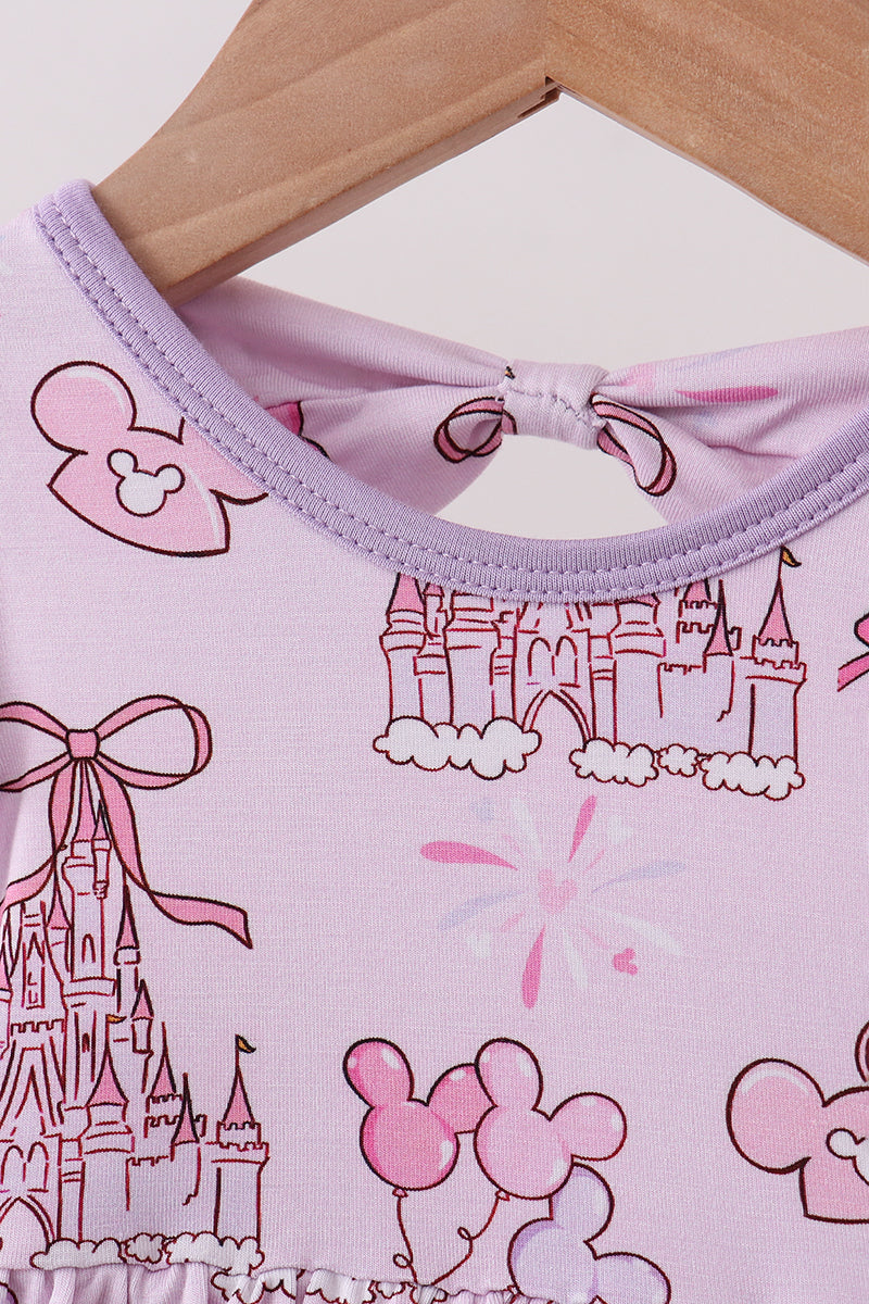 Purple Castle bamboo Ruffle Bubble | Boutique Children's Clothing