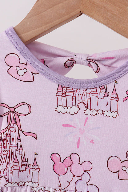 Purple Castle bamboo Ruffle Bubble | Boutique Children's Clothing