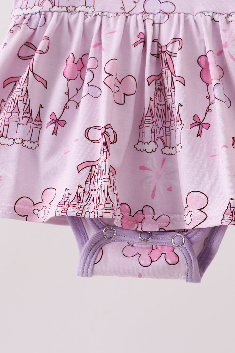 Purple Castle bamboo Ruffle Bubble | Boutique Children's Clothing
