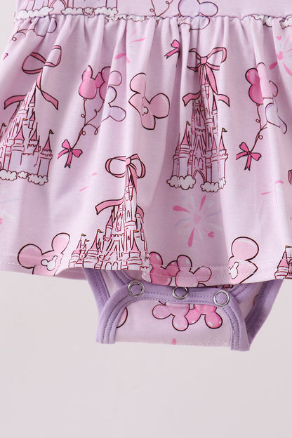 Purple Castle bamboo Ruffle Bubble | Boutique Children's Clothing