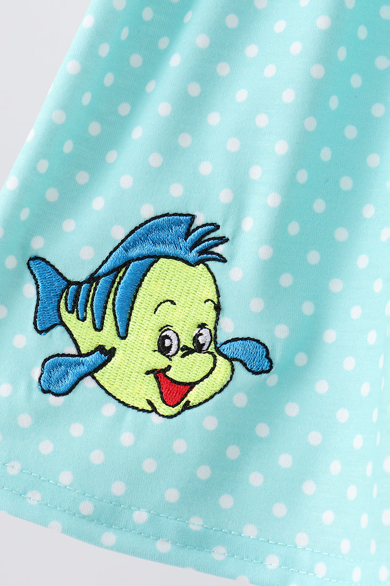 Blue under the sea Embroidered Bloomer Set | Boutique Children's Clothing